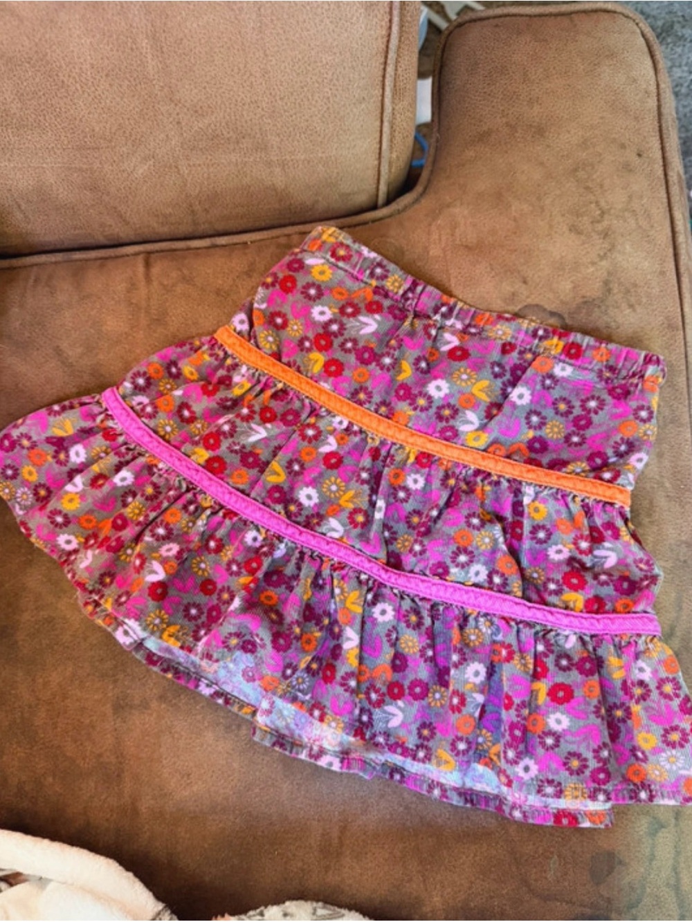 The Children's Place Pink Orange Purple Floral Tiered Skirt